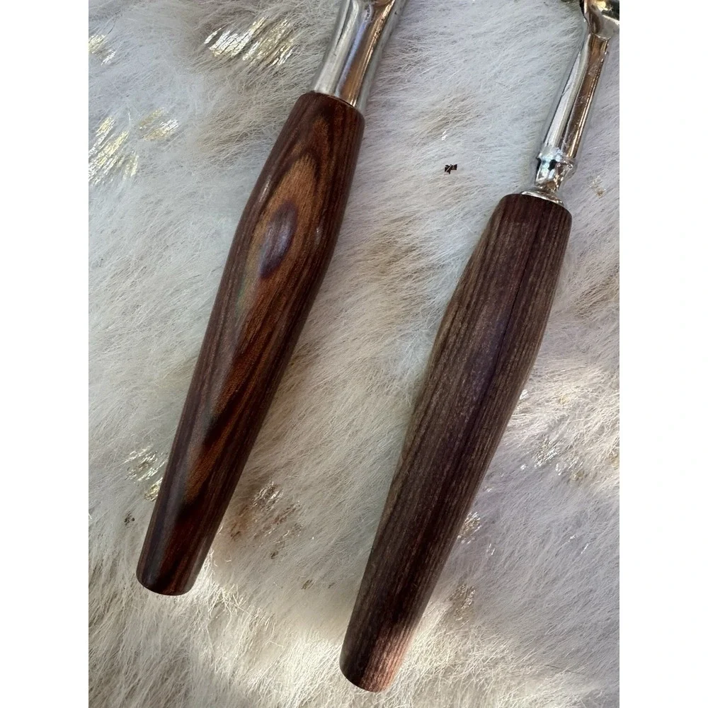 VTG MODE Danish Sheffield England Carving Knife & Fork Set Teak Wood Stainless